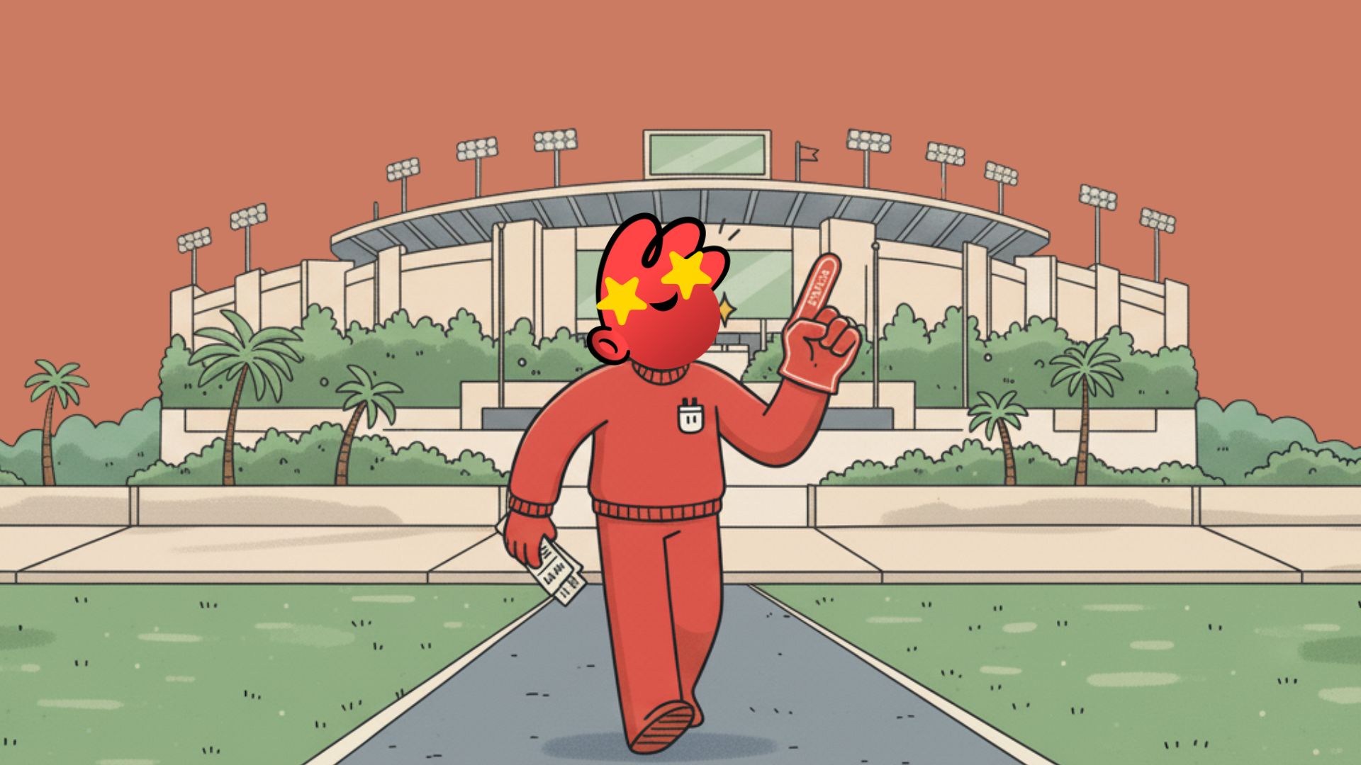 Red cartoon mascot