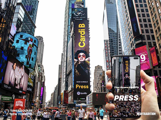 Digital billboard advertising displayed in Times Square, New York