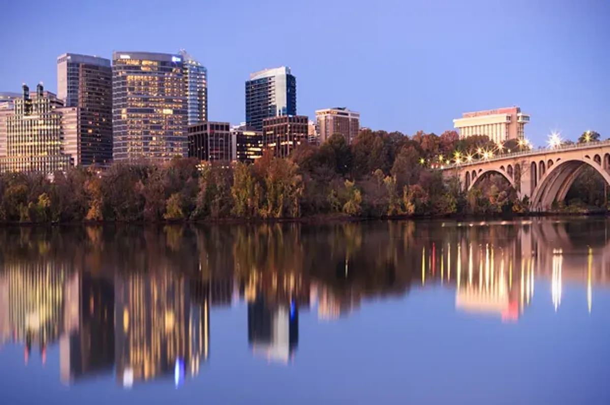 Cityscape view of Arlington with buildings and streets
