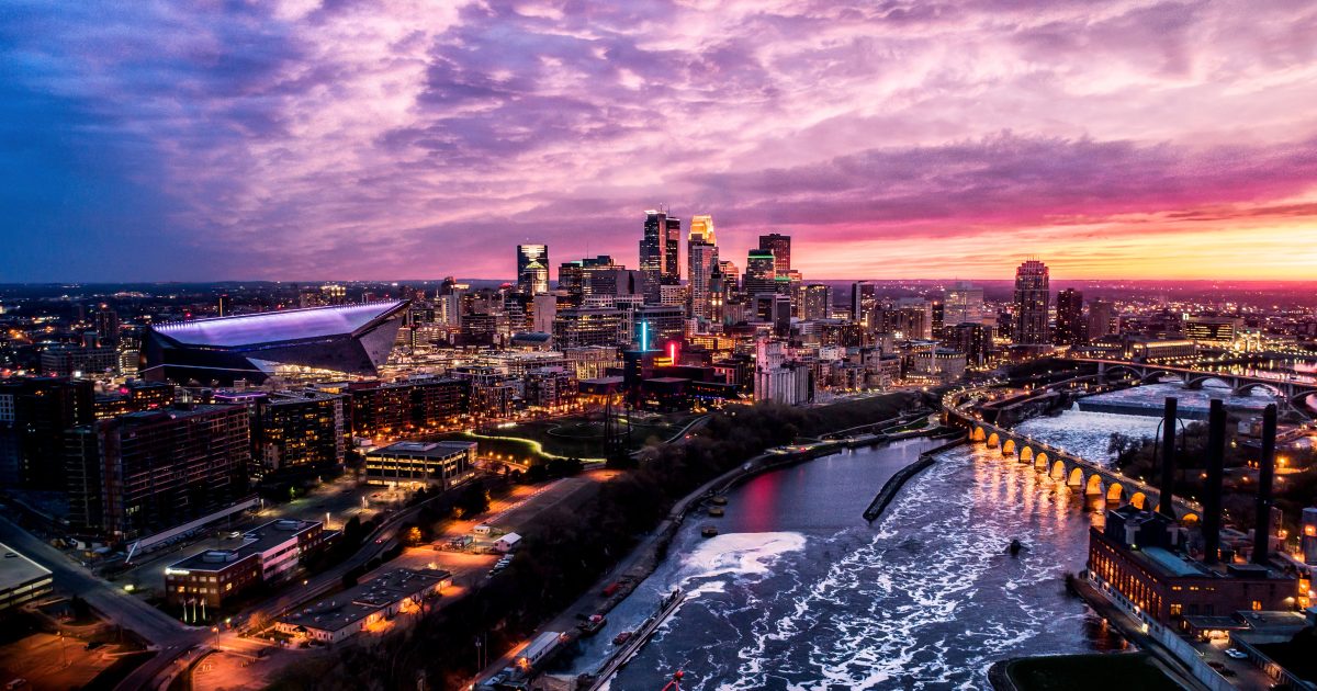 Digital billboards displayed in Minneapolis city center