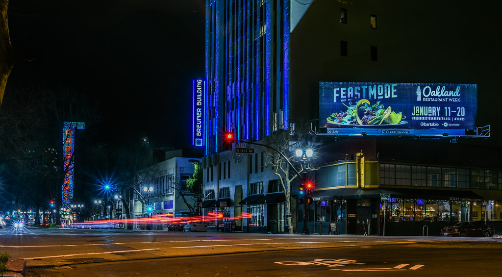 Digital billboard placed along Oakland roadway