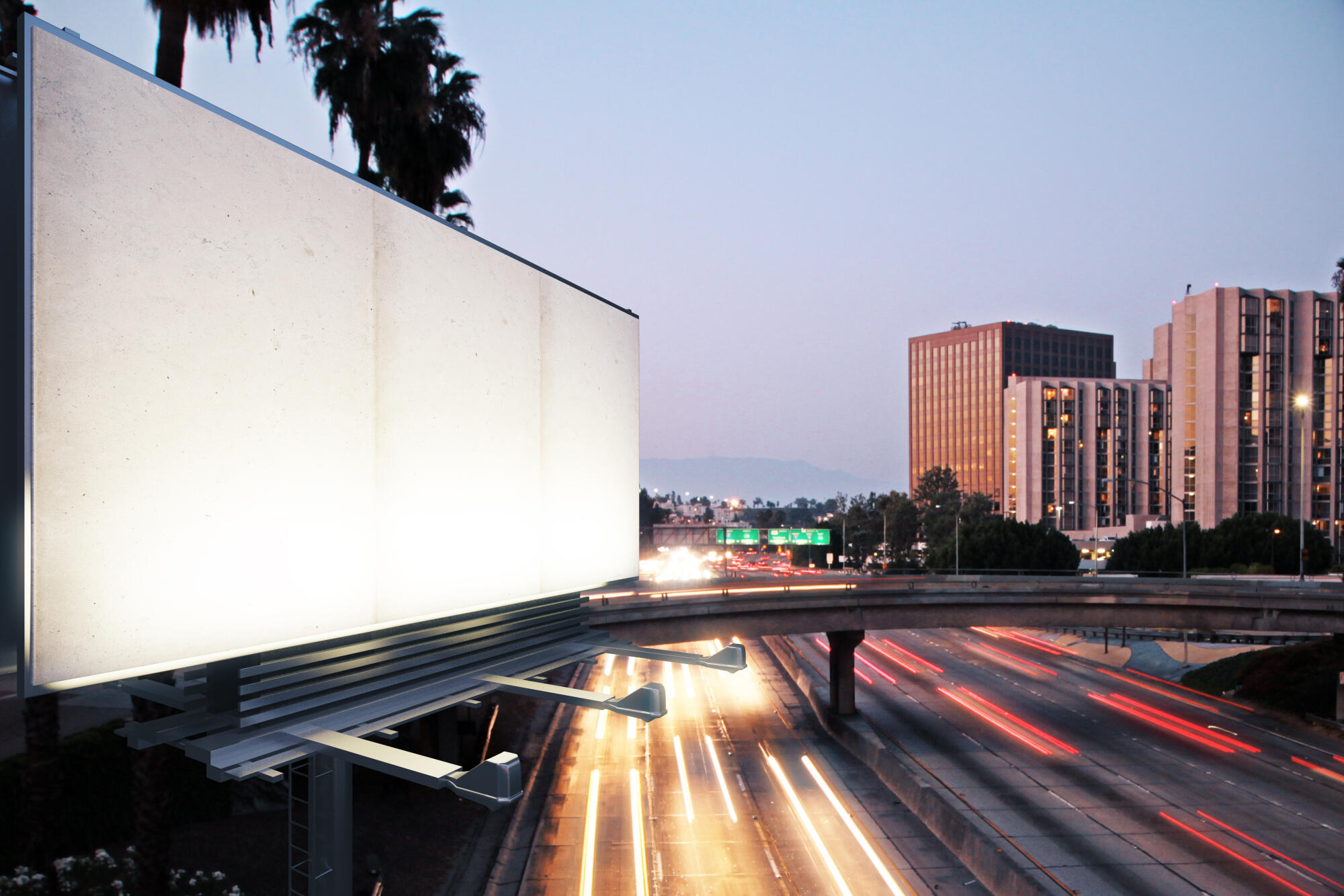 Empty freeway billboard ready for advertising