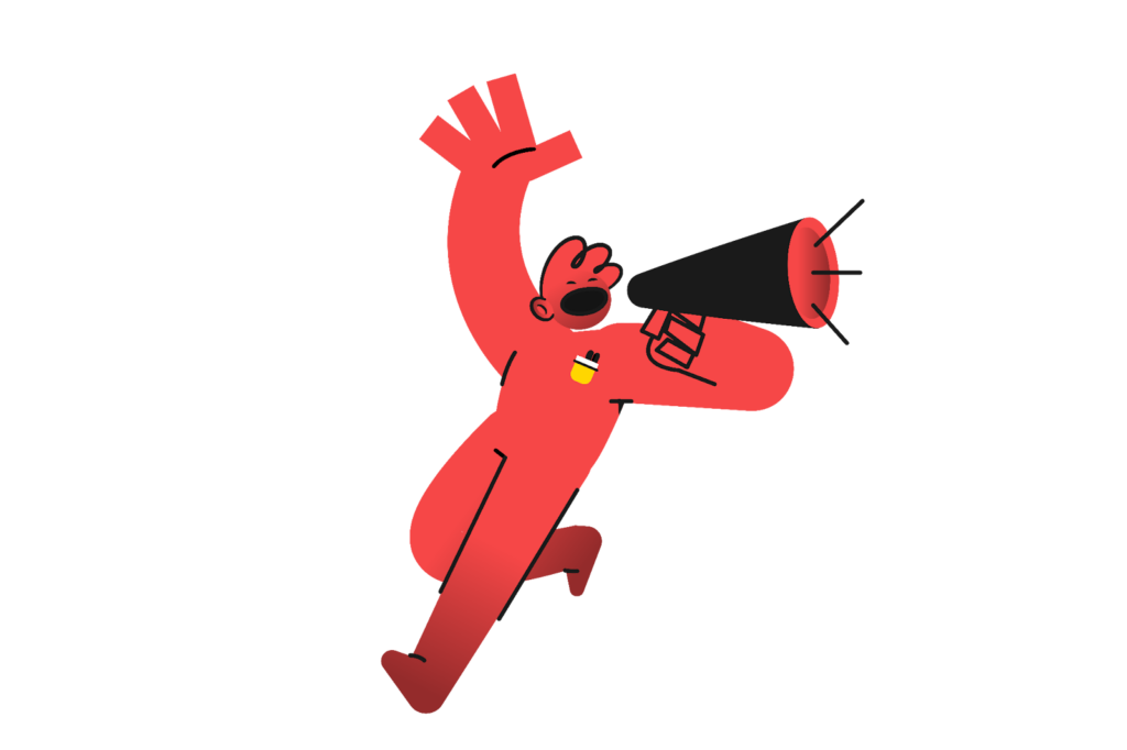 Red cartoon mascot