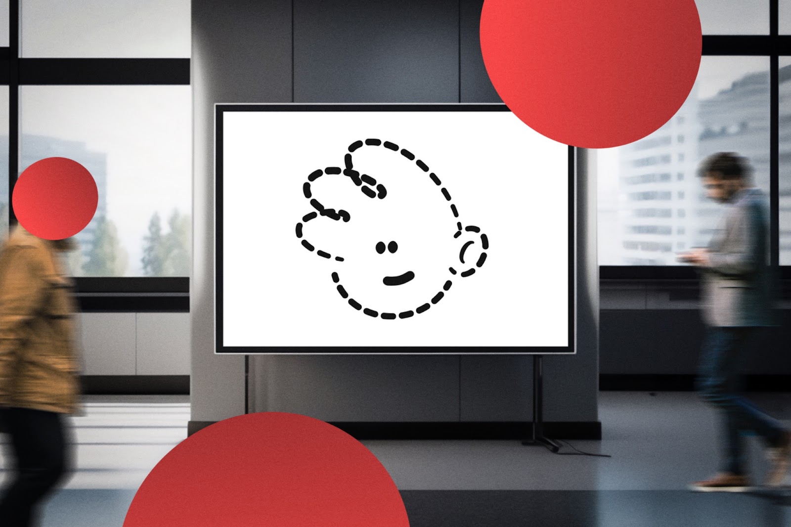 Red cartoon mascot on a Billboard