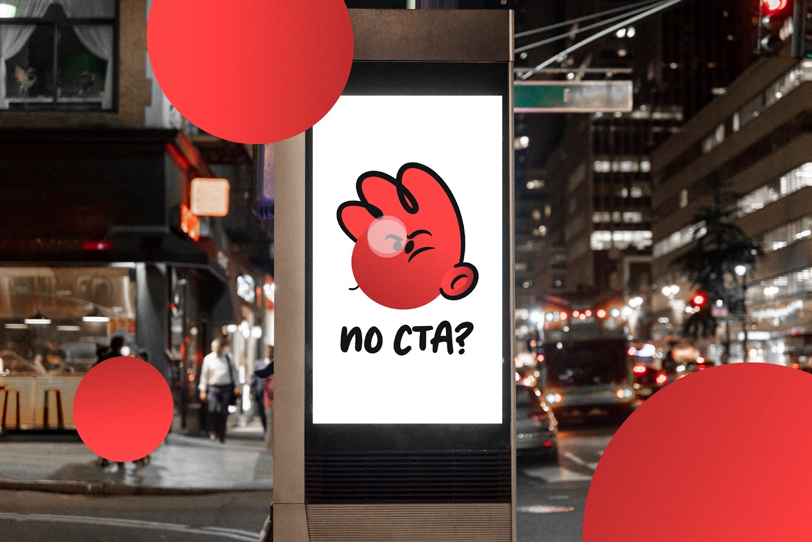 Red cartoon mascot on a Billboard