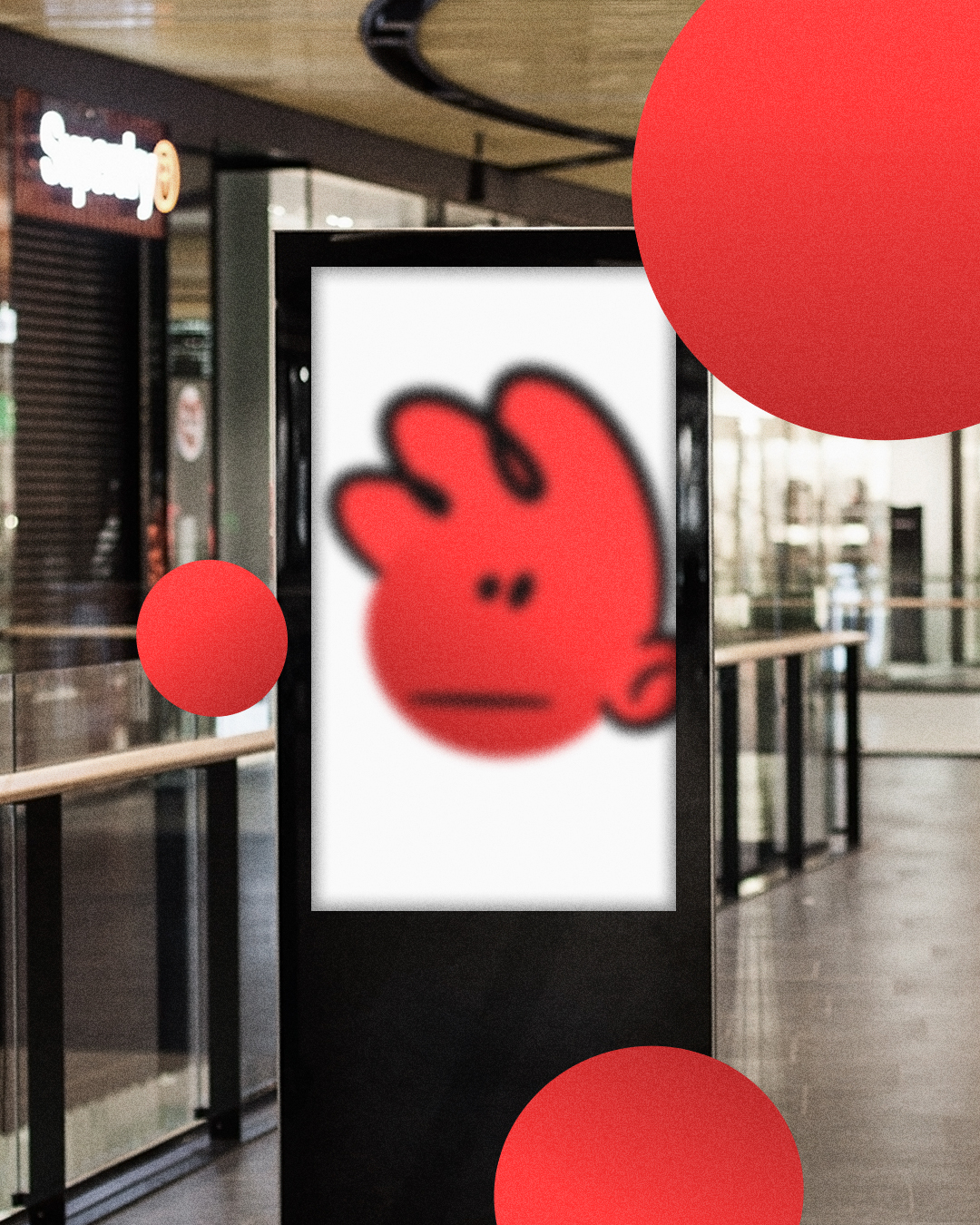 Red cartoon mascot on a Billboard