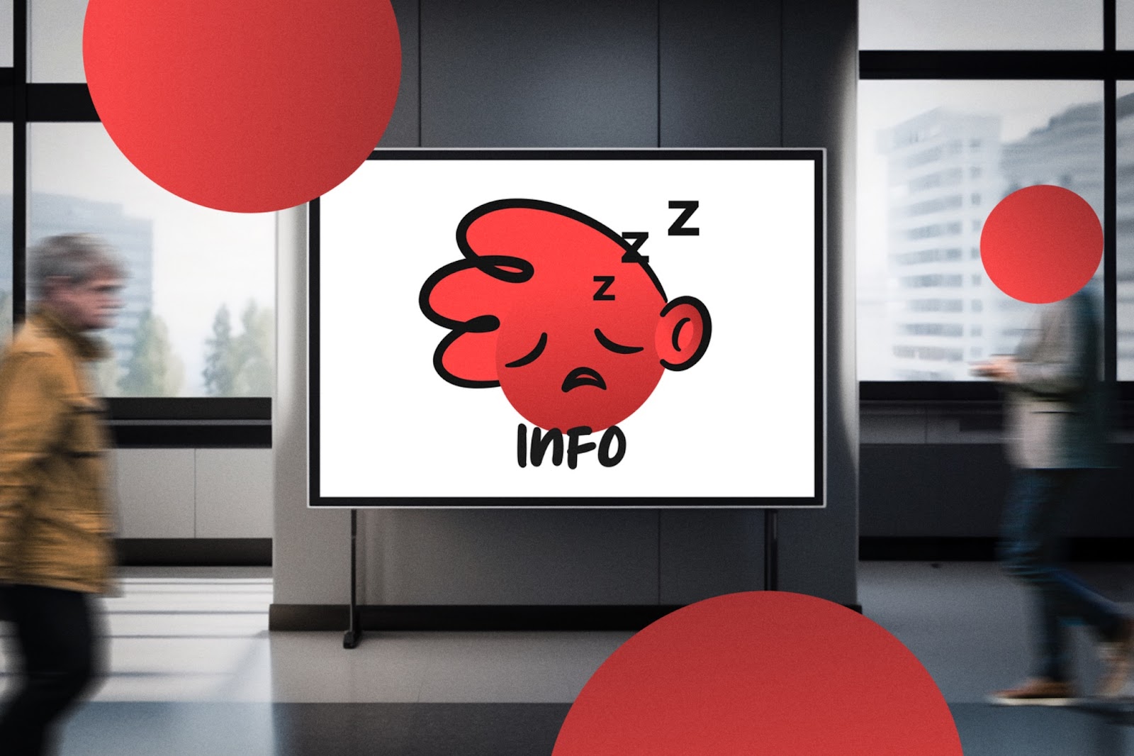 Red cartoon mascot on a Billboard