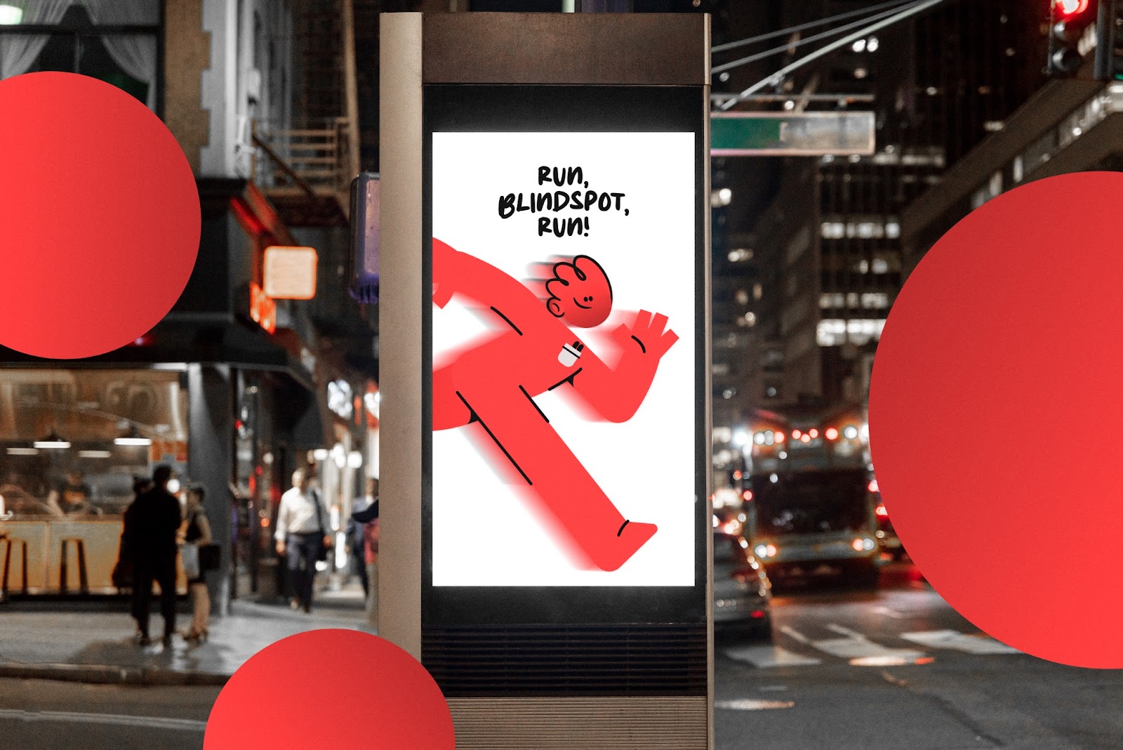 Red cartoon mascot on a Billboard