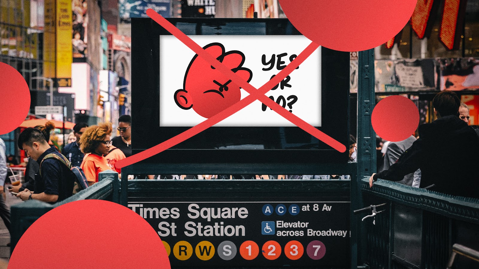 Red cartoon mascot on a Billboard