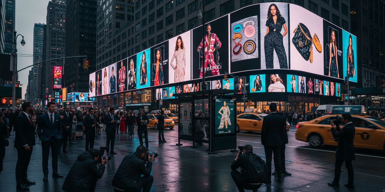 Creative visual for DOOH Fashion Week advertising campaign