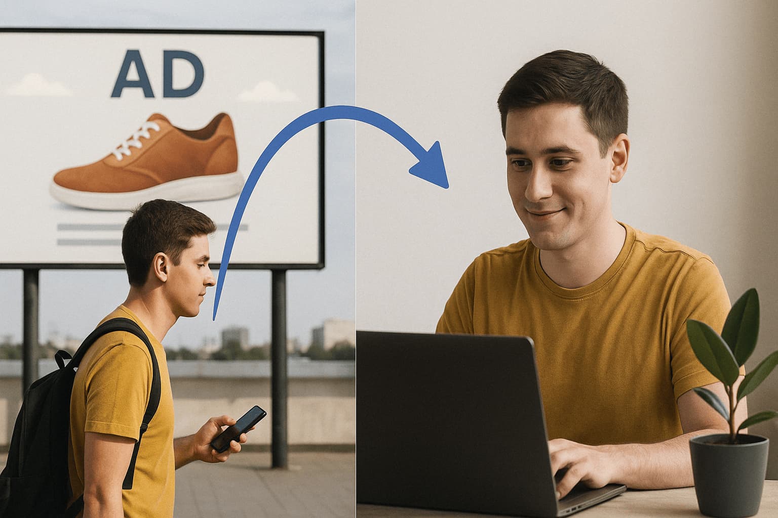 Digital out-of-home advertising attribution concept showing people analyzing DOOH campaign performance