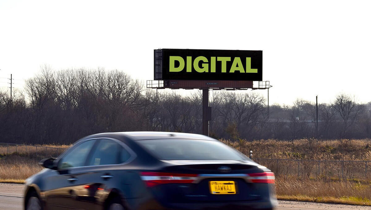 Digital billboard advertising displayed in Iowa