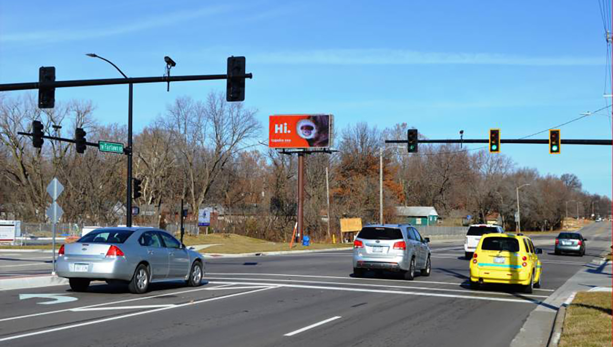 Roadside digital billboard used for outdoor advertising in Kansas