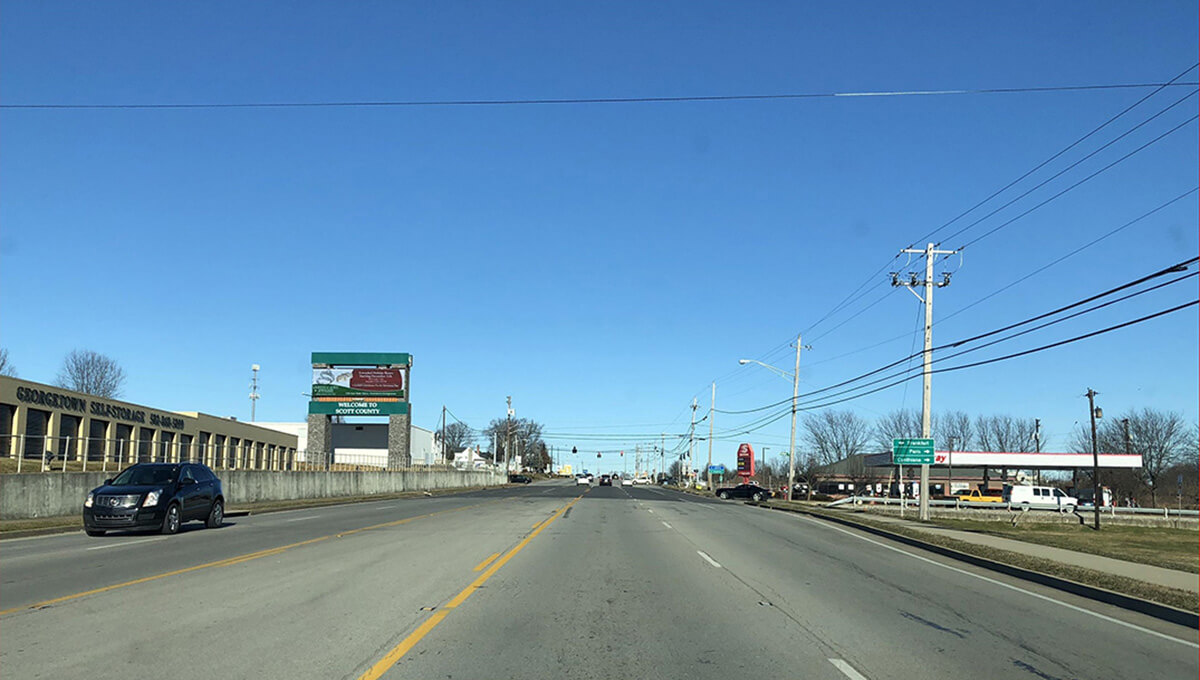 Roadside digital billboard used for outdoor advertising in Kentucky