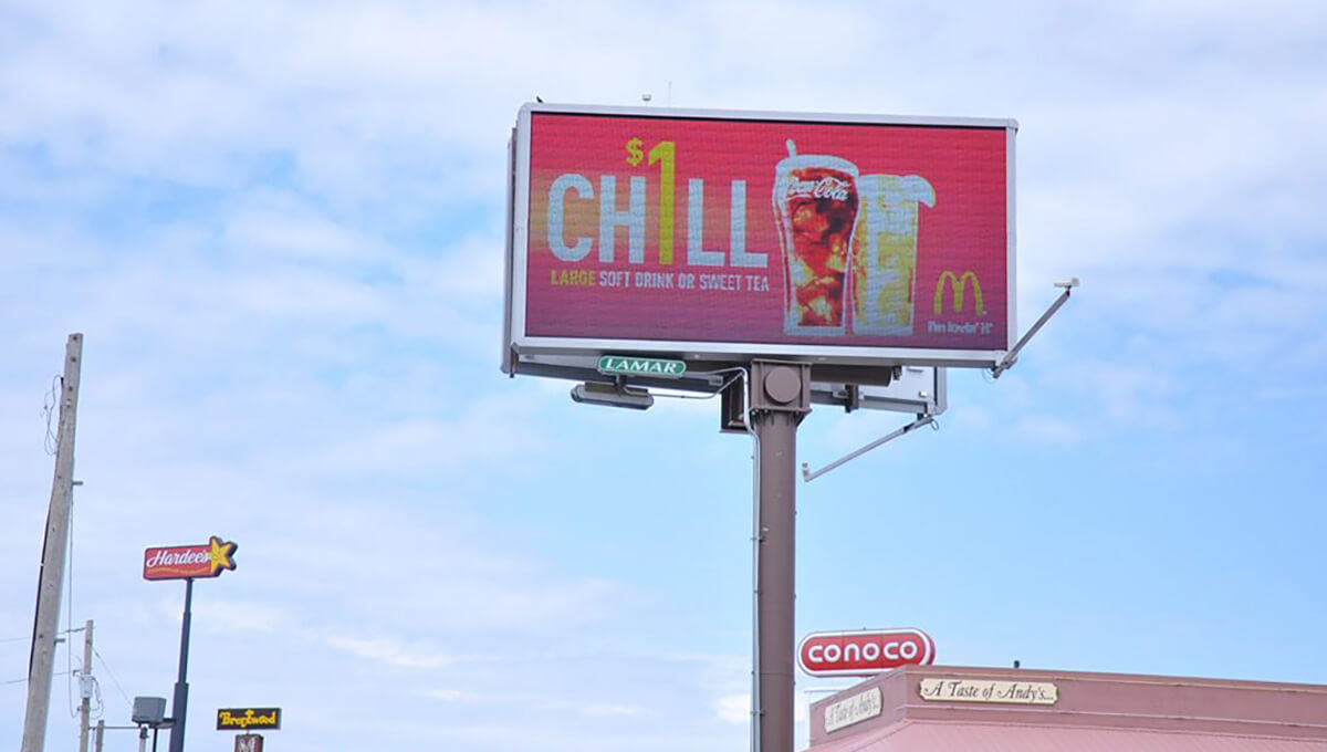 Digital billboard advertising displayed in Missouri