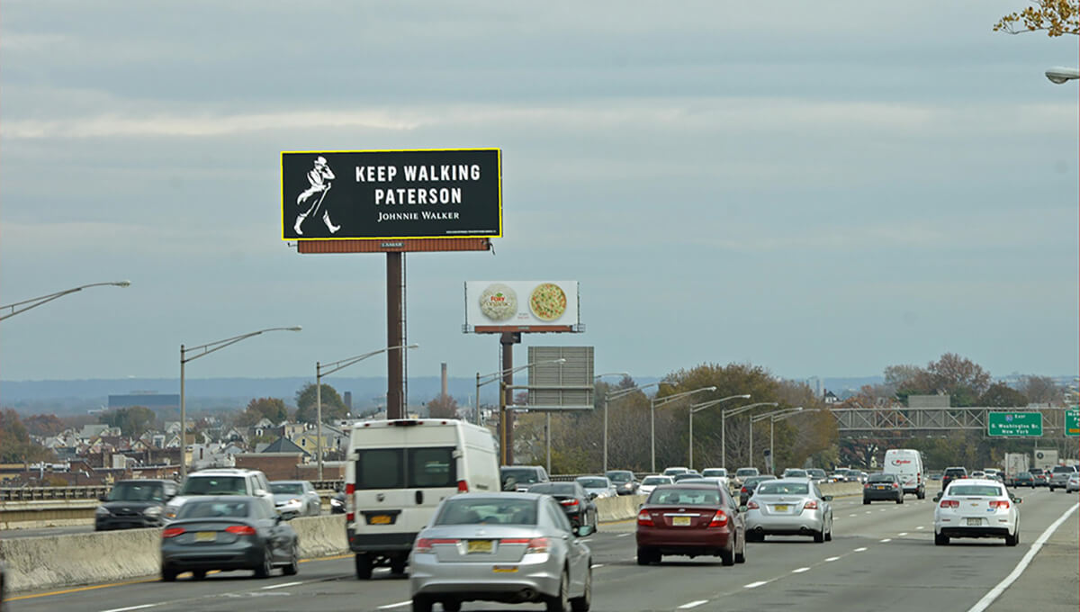 Roadside digital billboard used for outdoor advertising in New Jersey