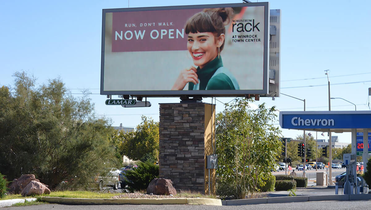 Roadside digital billboard used for outdoor advertising in New Mexico