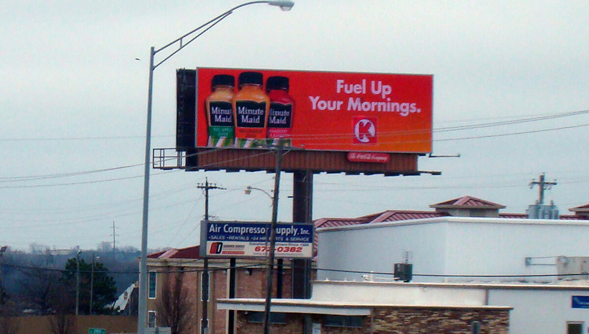 Roadside digital billboard used for outdoor advertising in Oklahoma