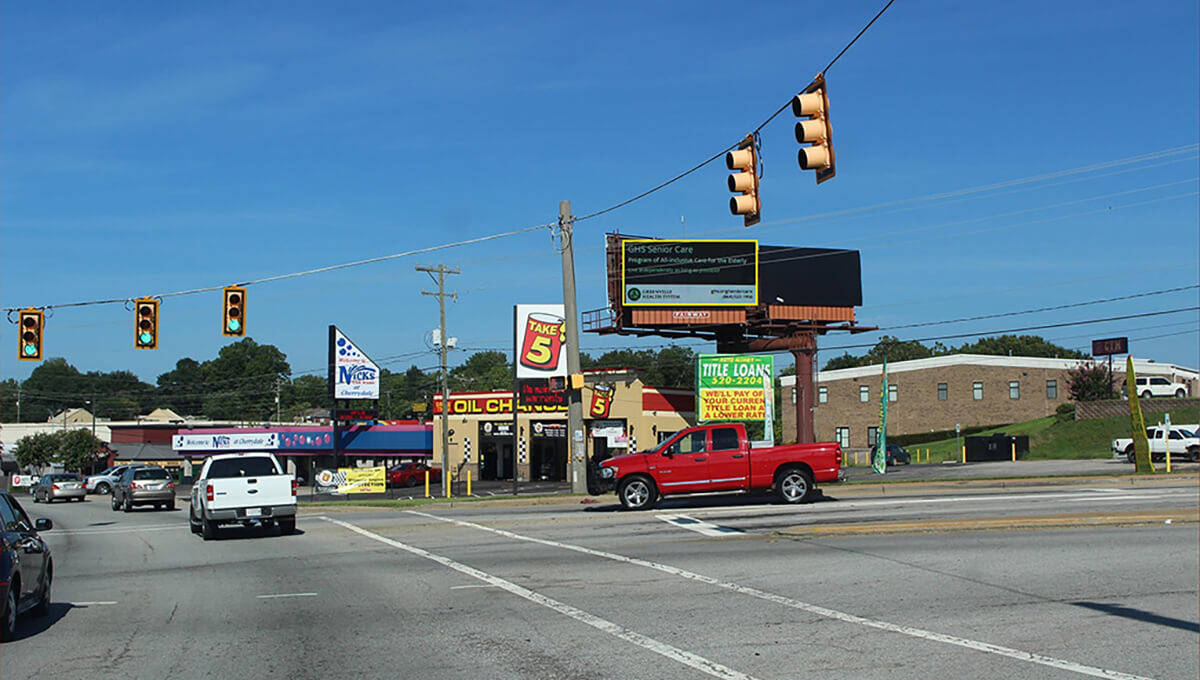 Roadside digital billboard used for outdoor advertising in South Carolina