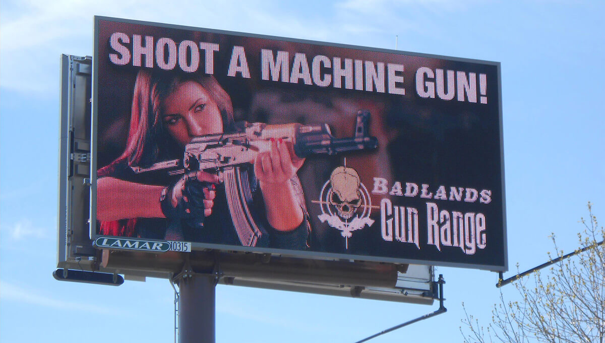 Roadside digital billboard used for outdoor advertising in South Dakota